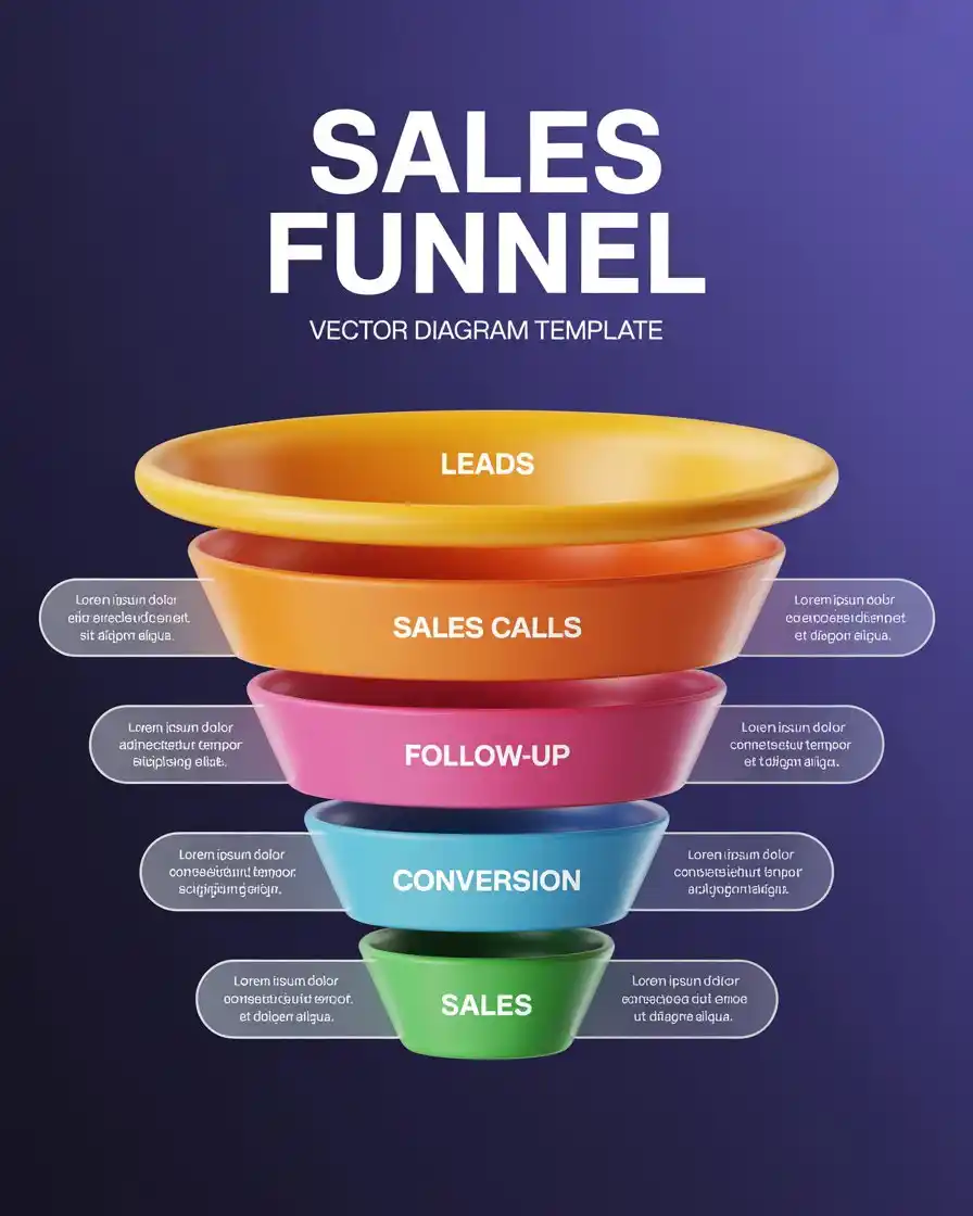 SALES FUNNEL VECTOR DIAGRAM TEMPLATE